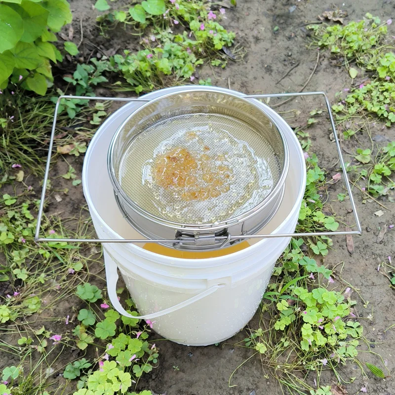 Coador de mel-filtro grosso e fino de mel de peneira dupla, ferramentas de extração de mel ss camadas duplas braços ajustáveis peneira de abelha