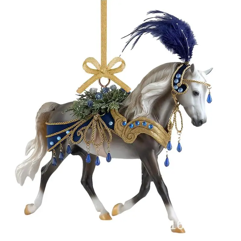 Christmas Tree Horse Pendant Ornaments 2D Acrylic Horse Christmas Ornaments Hanging Crafts Party Supplies 2024 Xmas Navidad