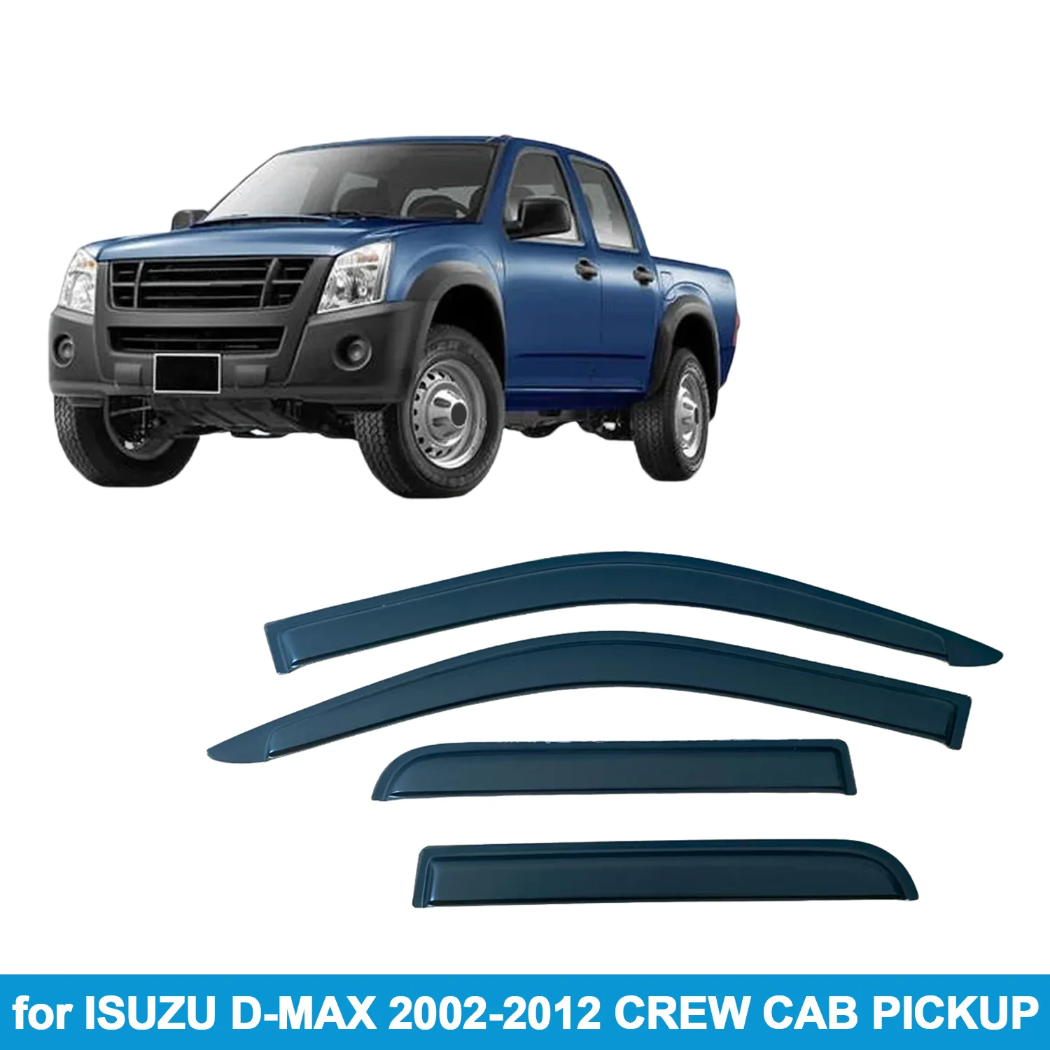

Window Visor for ISUZU D-MAX 2002-2012 CREW CAB PICKUP Rain Guard Side Vent Deflector Weathershield Outside-Mount Tape On