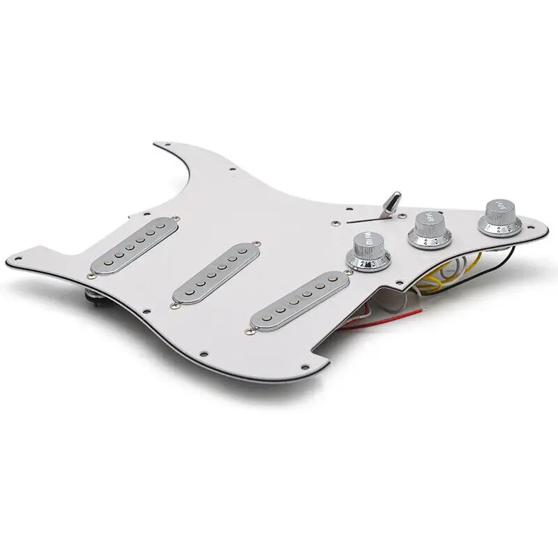 Pickguard pré-carregado para guitarra, captador prateado sss para peças de reposição de guitarras elétricas st