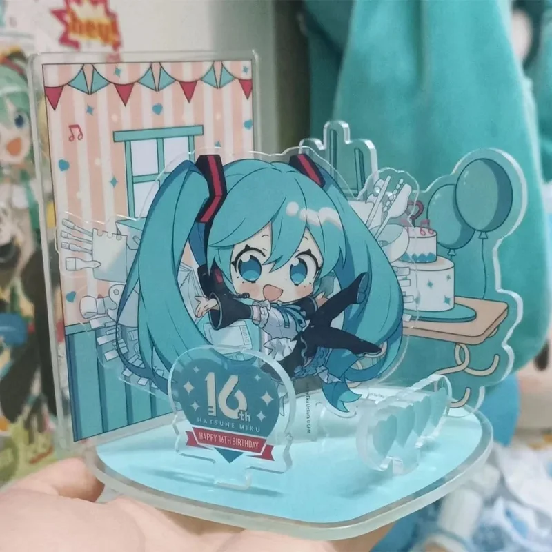 2024 New Anime Hatsune Miku 16th Anniversary Figure Kawaii Q Version Acrylic DIY Combination Standing Plates Model Toys Gifts