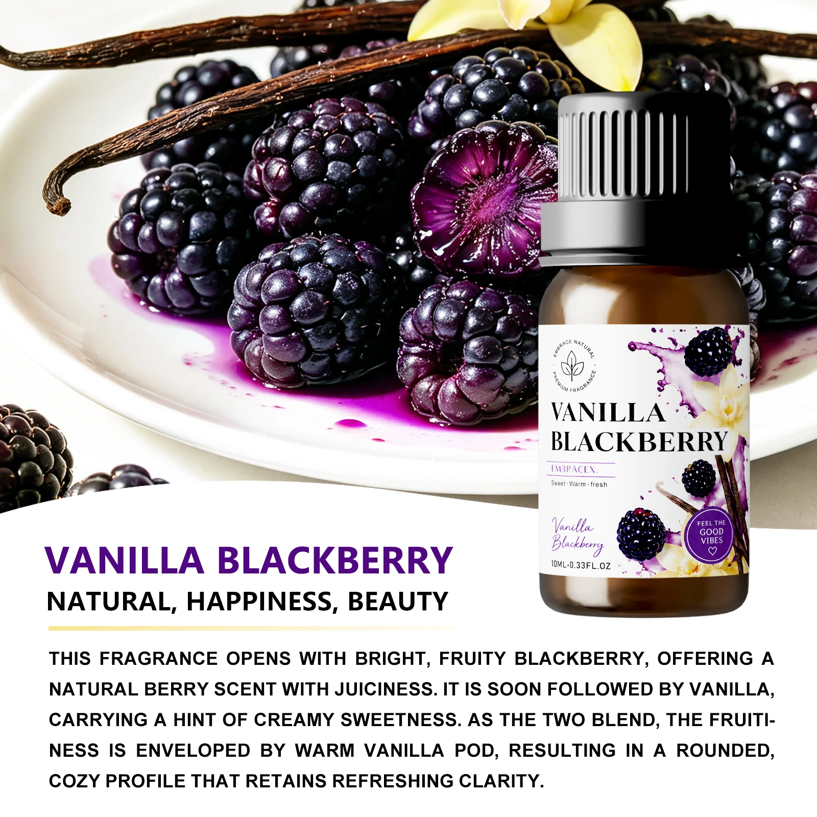 10ml Vanilla Blackberry Fragrance Oils Long Lasting Humidifier Diffuser Fragrance For Home Car Air Freshener Gift For Friends