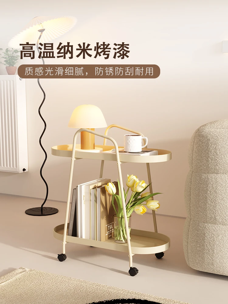 Cream style living room home mobile trolley shelf net red landing belt wheel edge several