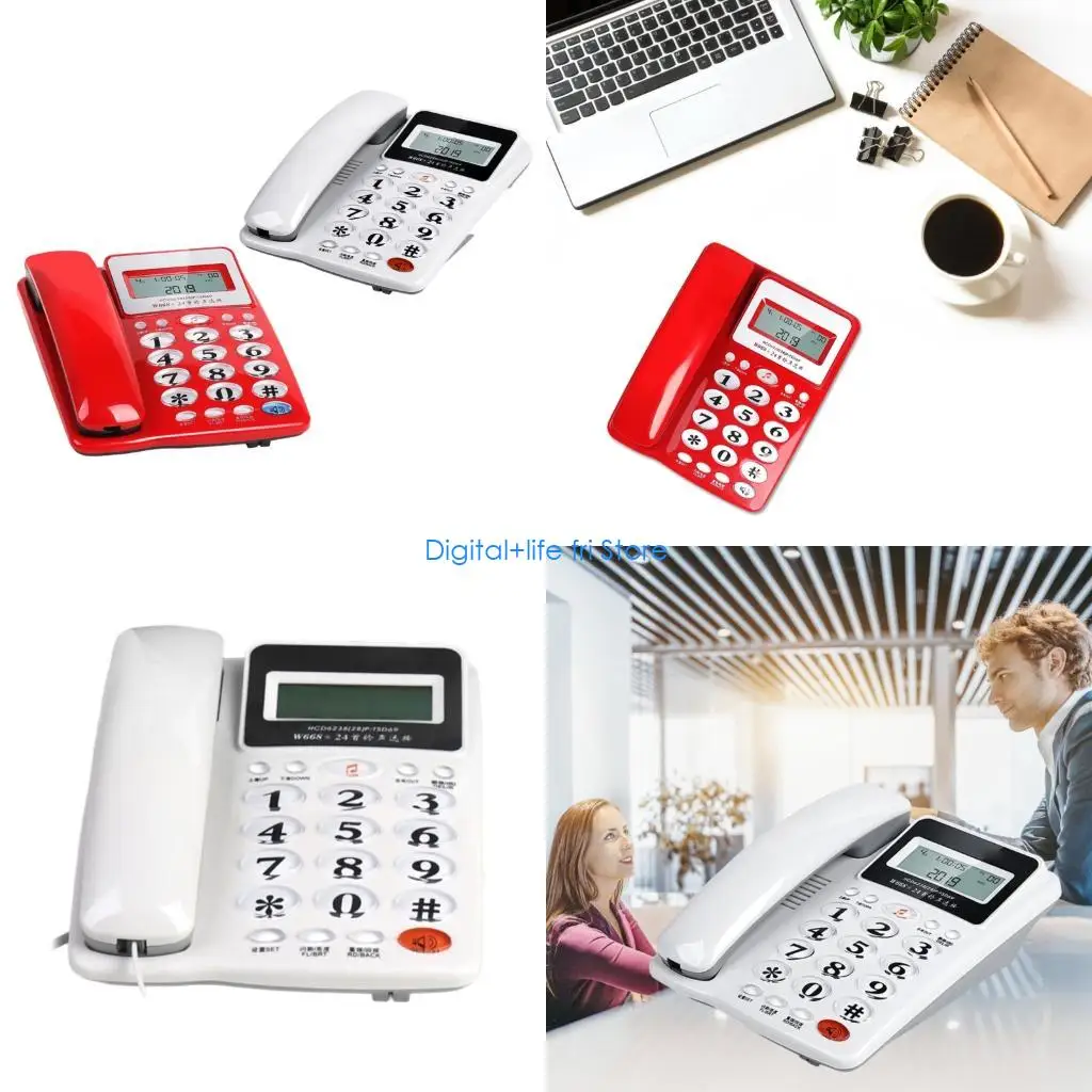 

E06D Large Button Phone for Seniors Corded Phone Noise Reduction Phone with Call Display for Hearing Guest Room Hotel Office