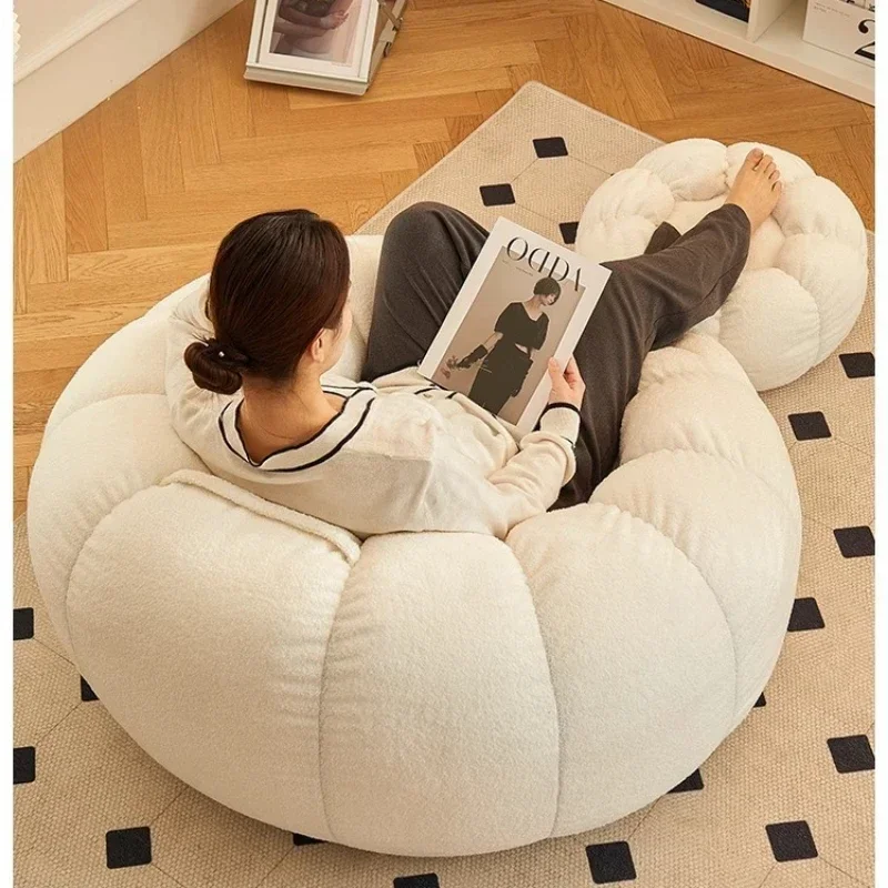 Relaxing Balcony Sofa Chair Modern Lazy Sofa with Footstool Cozy Lounge Chair for Living Room or Bedroom
