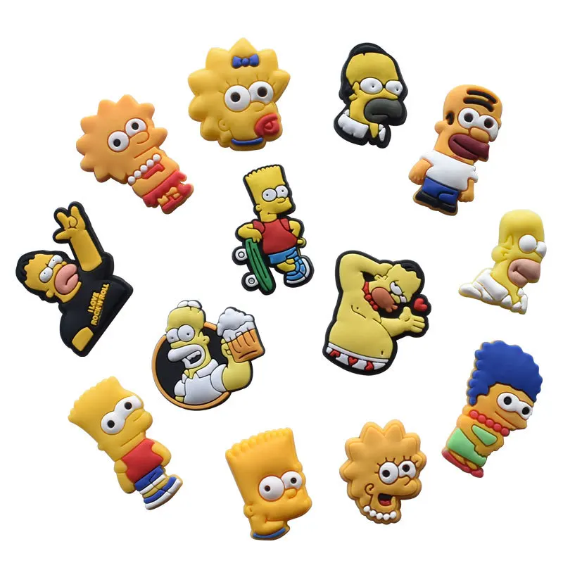 New 1PCS Cartoon Simpsons Shoe Charms Set PVC  DIY Funny Shoes Accessories Fit Crocs Clogs  Decorations Buckle Unisex Gifts Jibz