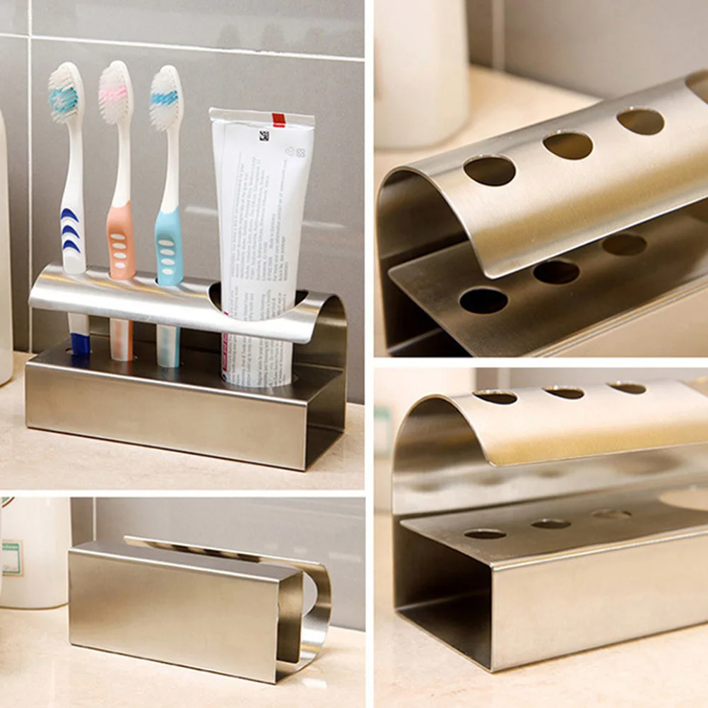 

304 Stainless Steel Toothbrush Holder Rack Toothpaste Shelf Bathroom Gadget Anti Rust Space Saving Design Easy Install