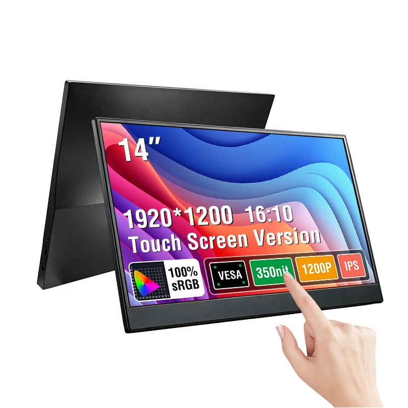 14 inch Touch Screen Portable Monitor IPS Second Game Screen Extended Display for Laptop with Bracket For Xbox/Raspberry Pi