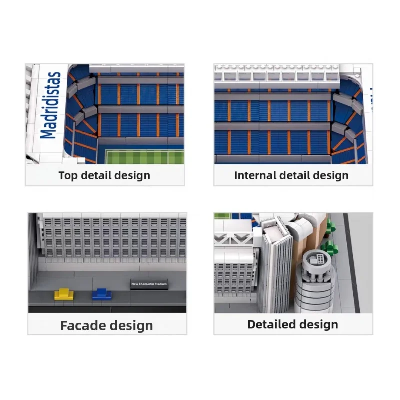 3471 Uds nuevo juego de construcción de modelo de estadio Chamartín ladrillos arquitectónicos de estadio de fútbol grande, exhibición creativa de decoración del hogar DIY