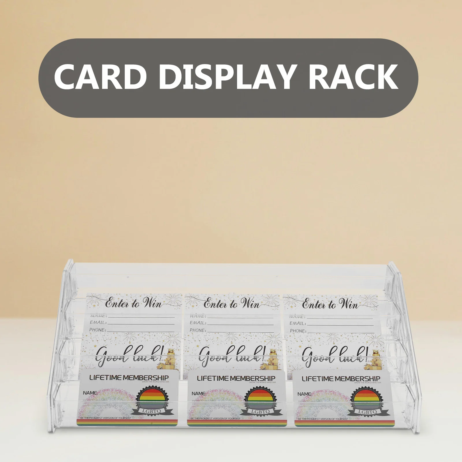 Clear Acrylic Greeting Card Organizer Display Rack Tiered Stand for Postcards Nail Polish Perfume Countertop Display Organizer