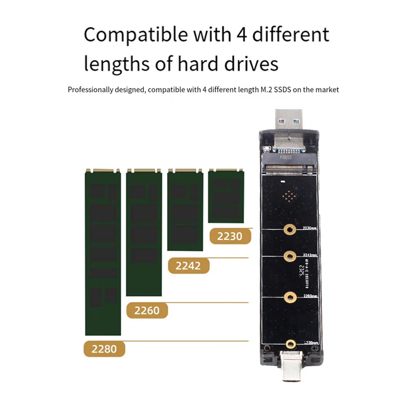 -HOPE M.2 SSD Case M.2 To USB 3.1 Gen 2 10Gbps Dual Interface Inline NGFF/NVME SSD Case Supports NGFF NVME Dual Protocol