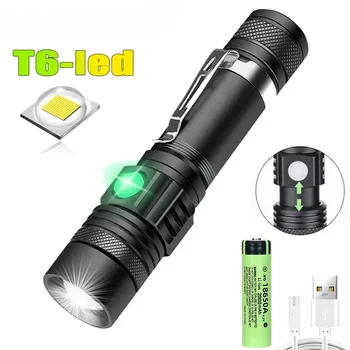 High Power T6 Led Flashlights Zoomable Camping Torch With Pen Clip Waterproof 4 Lighting M