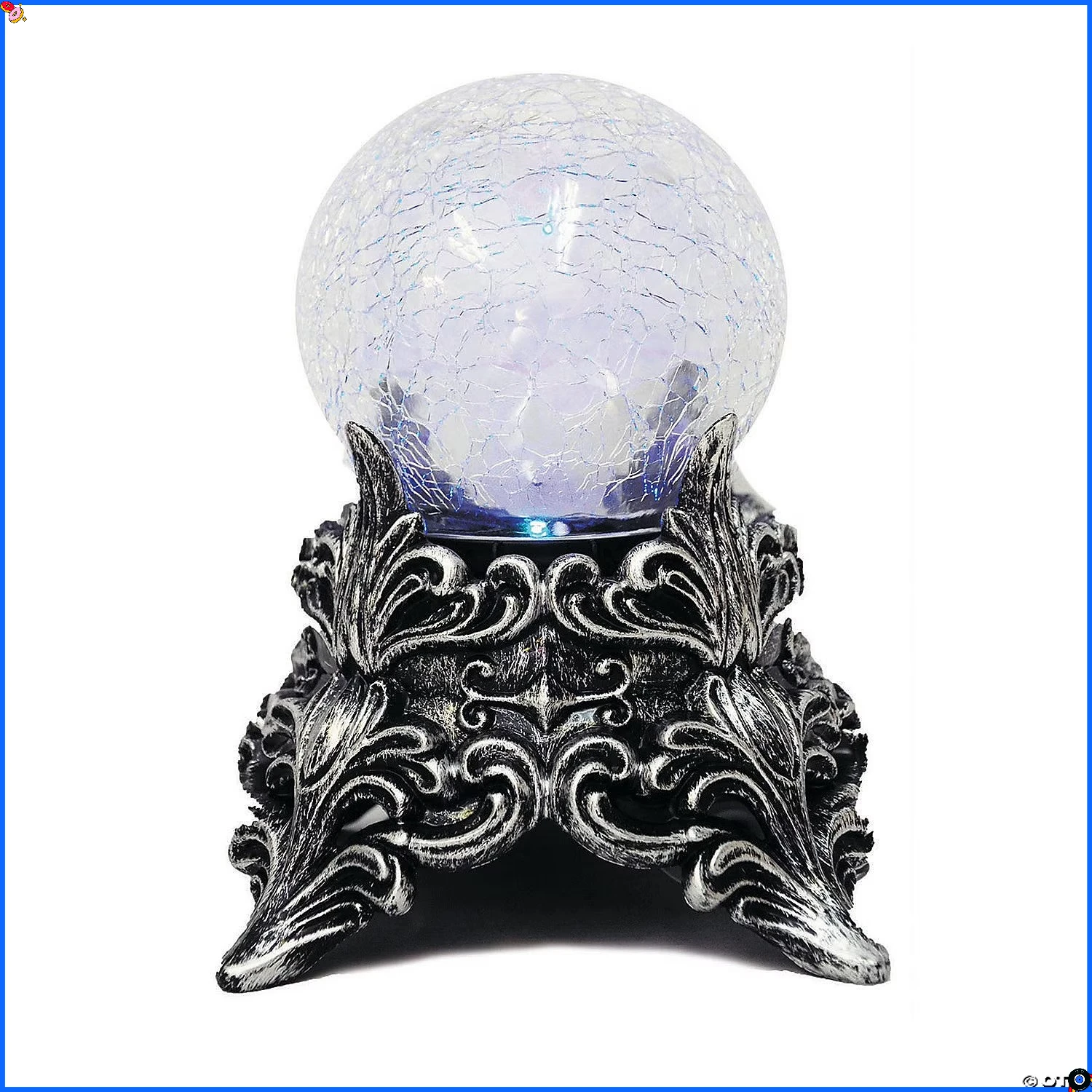 

Blue/Green Crackle Glass Crystal Ball Ornament, 8" x 5.5" x 5.5"