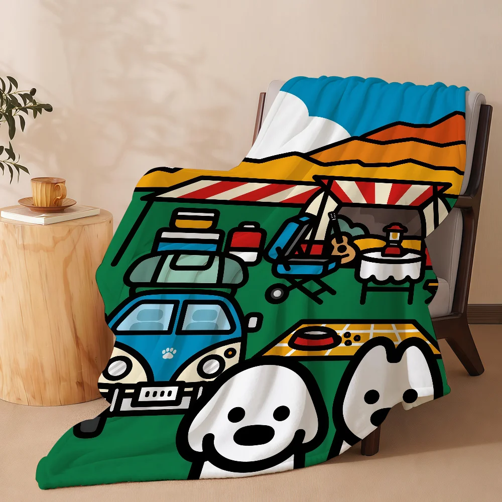 Cute Dog Illustrator M-Matsui Blanket Soft Warm And Thick Perfect For Bedroom Living Room Bed Sofa Camping Picnic Office Gift