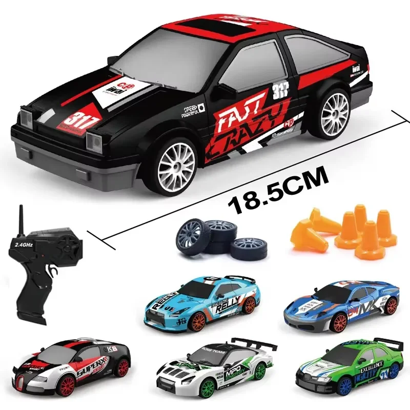 2.4G 고속 드리프트 RC카 4륜구동 장난감 리모컨 AE86 모델 GTR 자동차 레이싱카 어린이 크리스마스 선물 남아 여아용