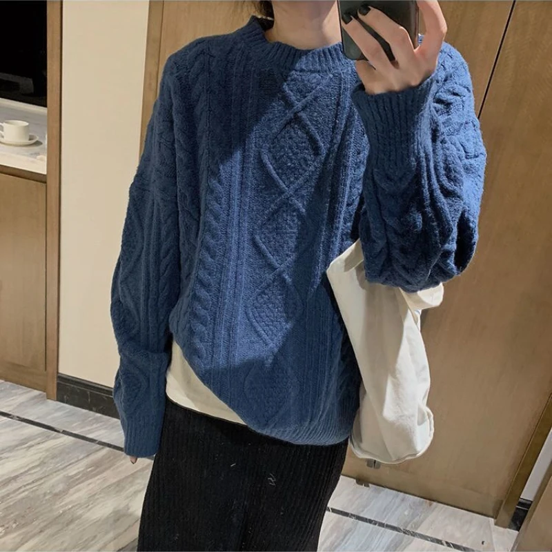 Women Sweater O-neck Solid Fashion Pullovers Chic Korean Style Tender Ulzzang Elegant All Match Knitted Vintage Casual Leisure