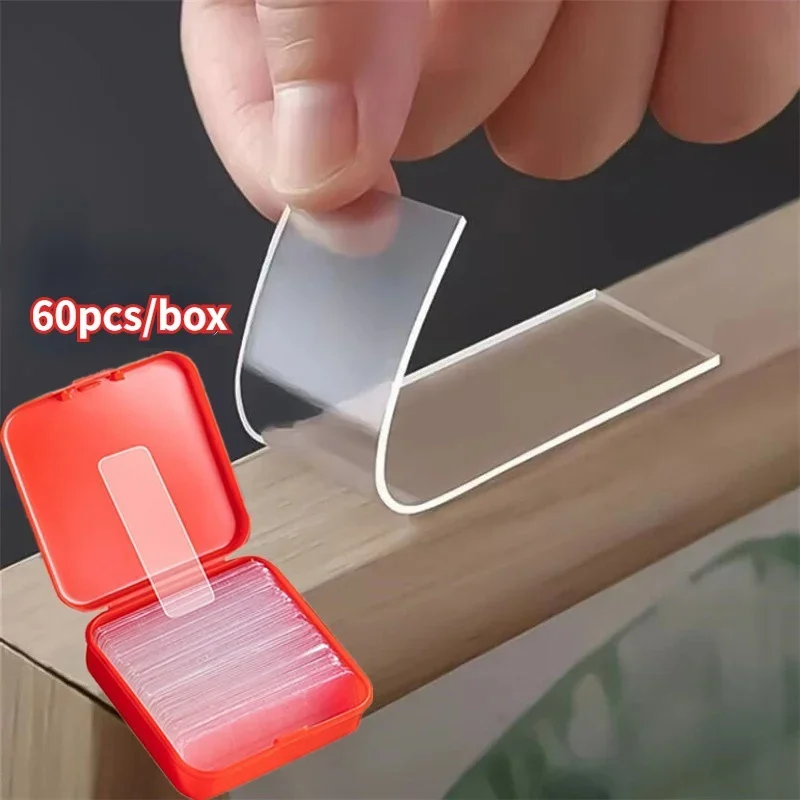 60Pcs/set Multifunctional Double Sided Adhesive Tape Waterproof Removable Reusable Mounting Tape For Walls Wood Tile Plastic