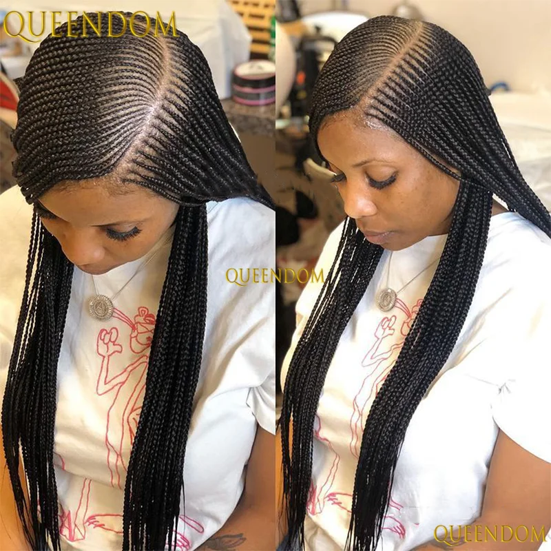 

36" Synthetic Lace Front Wig Cornrow Box Braid African Wigs for Women Faux Locs Wig On Sale