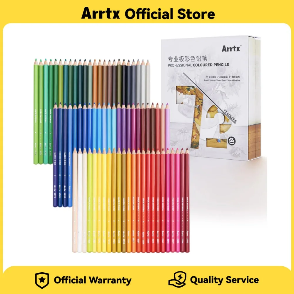 Arrtx 72/120/180 Colored Pencil Set Soft Core For Artists Adult Color Drawing Blending Shading Sketching Clamshell Carton