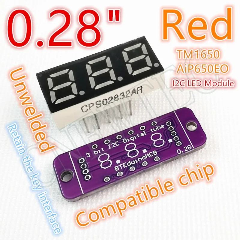0.28 Inch with Time Point 2 Button Voltage 3.3-5V TM1650/AiP650EO 3/4Bit Digital Tube Display Module