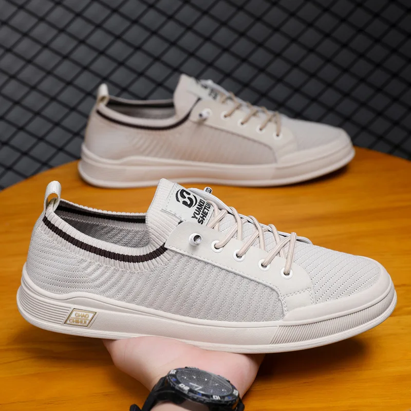 

Мужские дышащие кроссовки, летние повседневные лоферы, легкие, с круглым носком, однотонные, Нескользящие, на плоской подошве