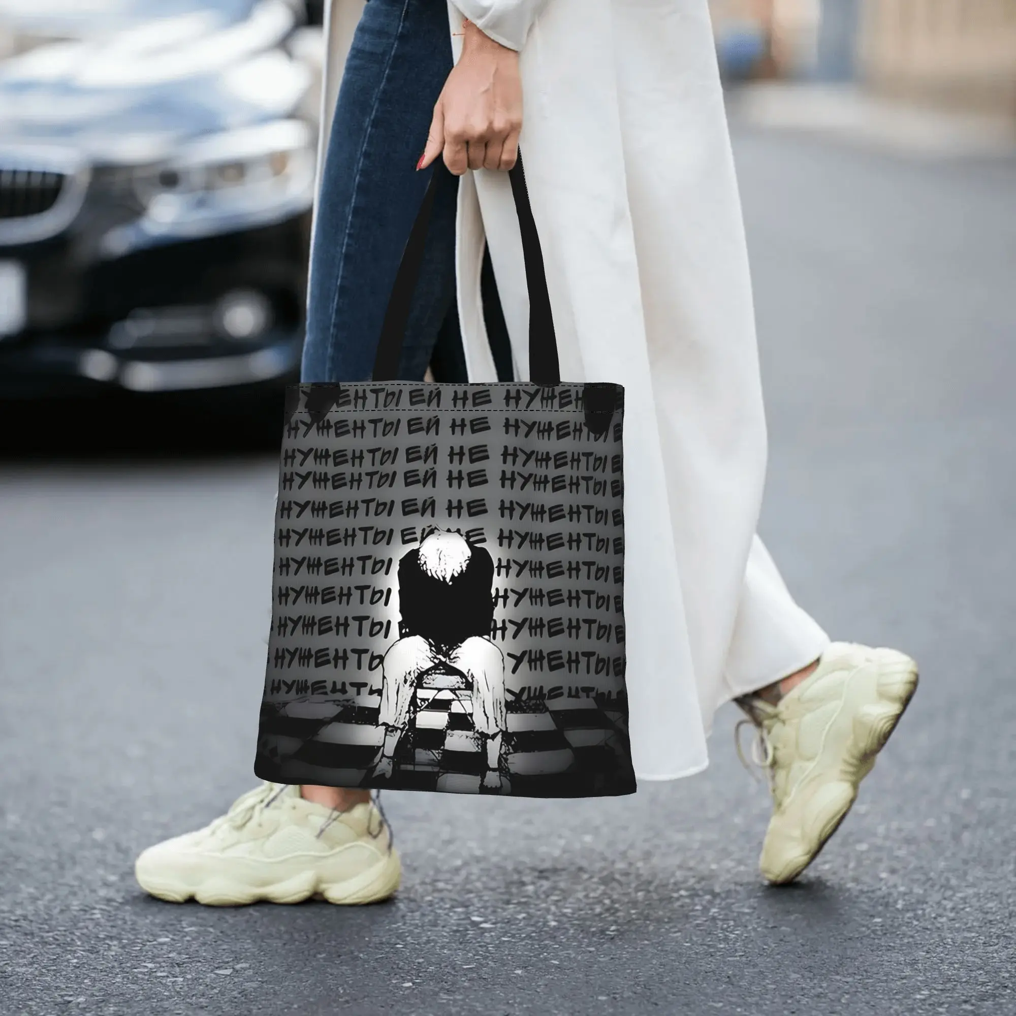 Customized Halloween Tokyo Ghoul Kaneki Women's Bag Shopping Bag Reusable Double Sided Canvas Tote Bag Shoulder  Handbag