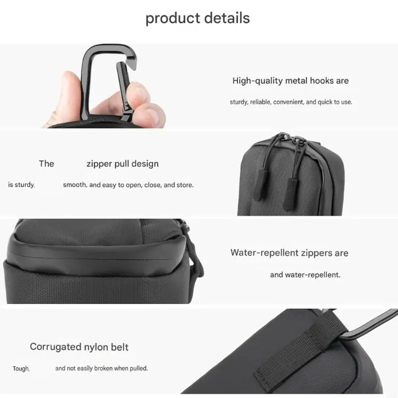 Compactly Camera Carrying Case for TG7/TG6/TG5/TG4, Double Zippers Nylon with Clip for Hiking Trip Nylon-Styles Shell 896C