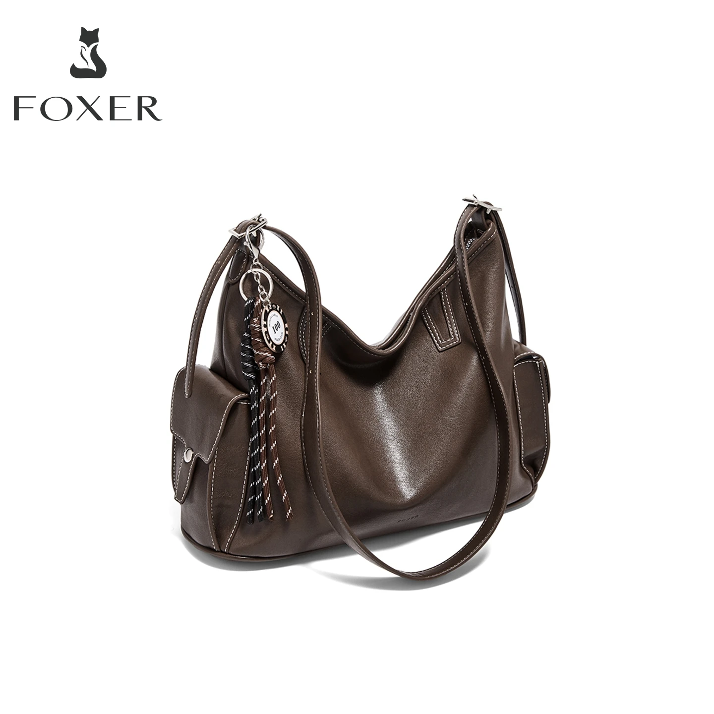 

FOXER женская сумка на плечо из мягкой искусственной кожи, элегантная осенне-зимняя сумка-тоут большой вместимости, модная дорожная сумка-хобо
