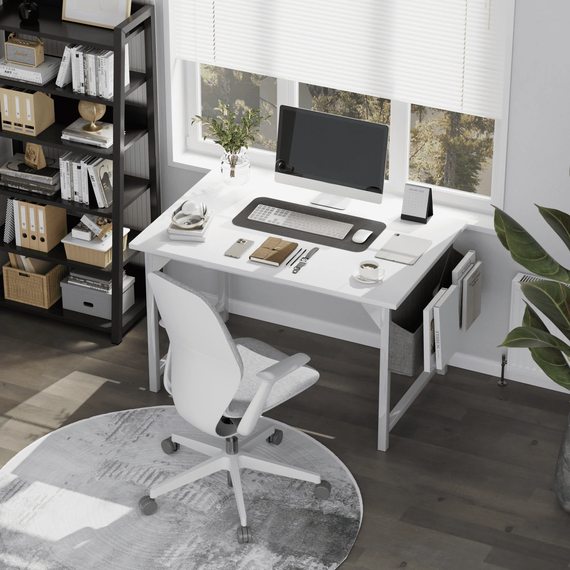 Computer Desk 40 Inch Small Office Desk Modern Writing Desk with Storage Bag Work Study Table with Headphone Hook for Home