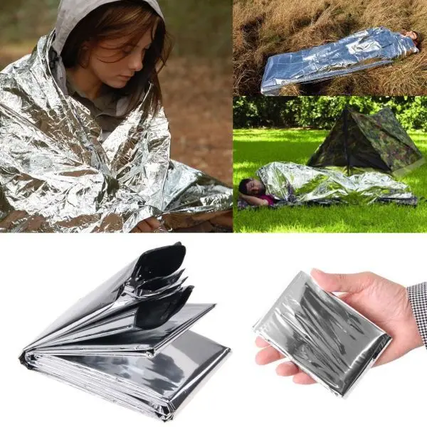 2pcs/set Outdoor Emergency Rescue Blanket Lifesave Warm Heat Bushcraft First Aid Kit Camp Keep Foil Lifesave Warm Heat Blanket