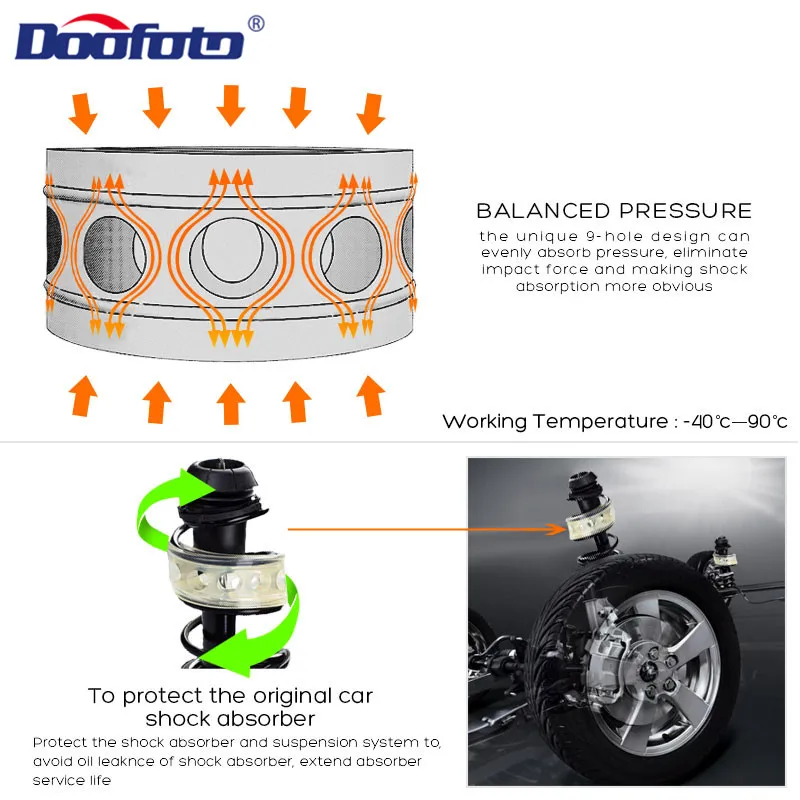Car Shock Absorber Spring Bumper Power Rubber Buffer A/A+/B/B+/C/C+/D/E/F Type High Elasticity Strength Safety 2PCS