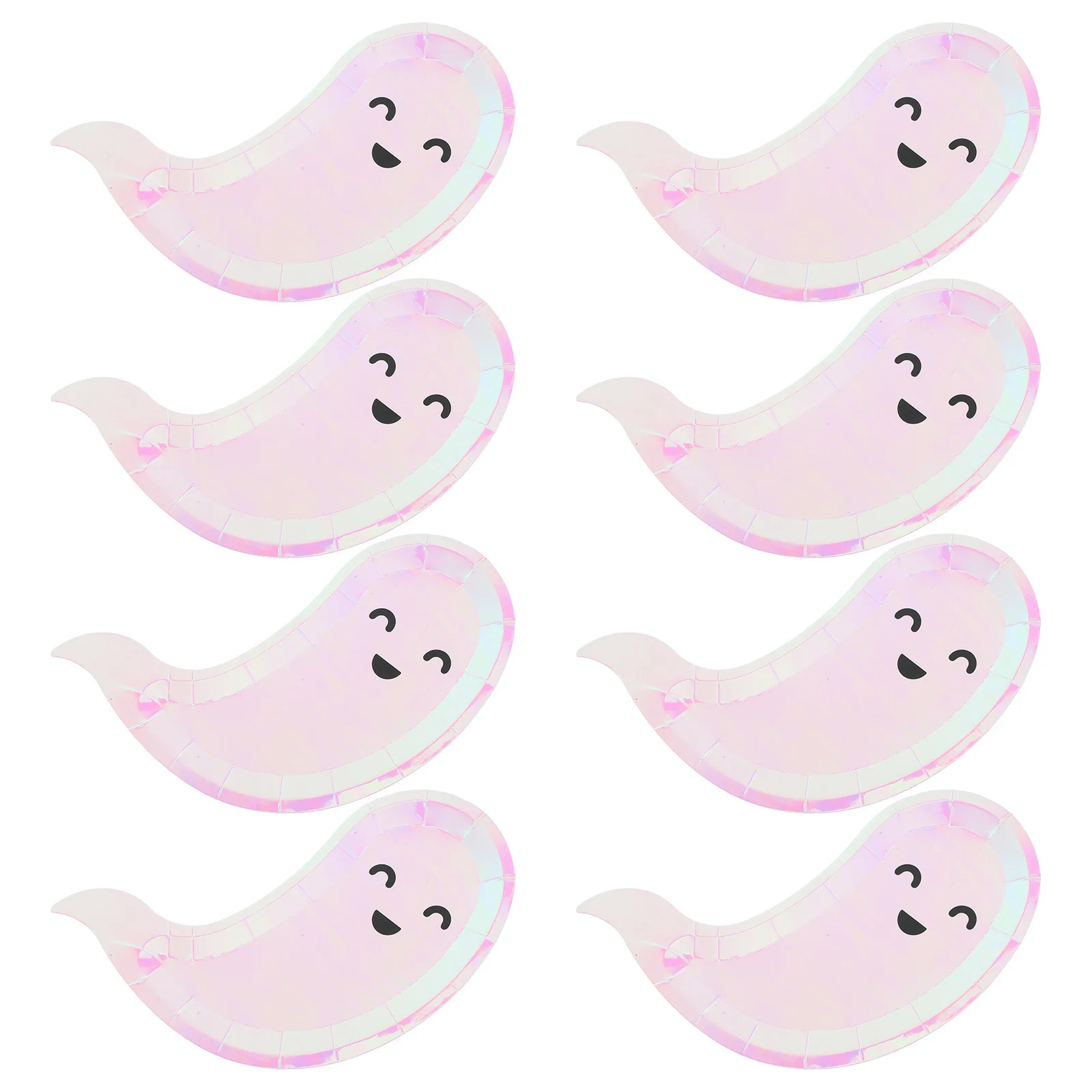

8Pcs Halloween Ghost Themed Paper Plates 20x15cm Disposable Party Dinner Plates Festival Food Serving Supplies