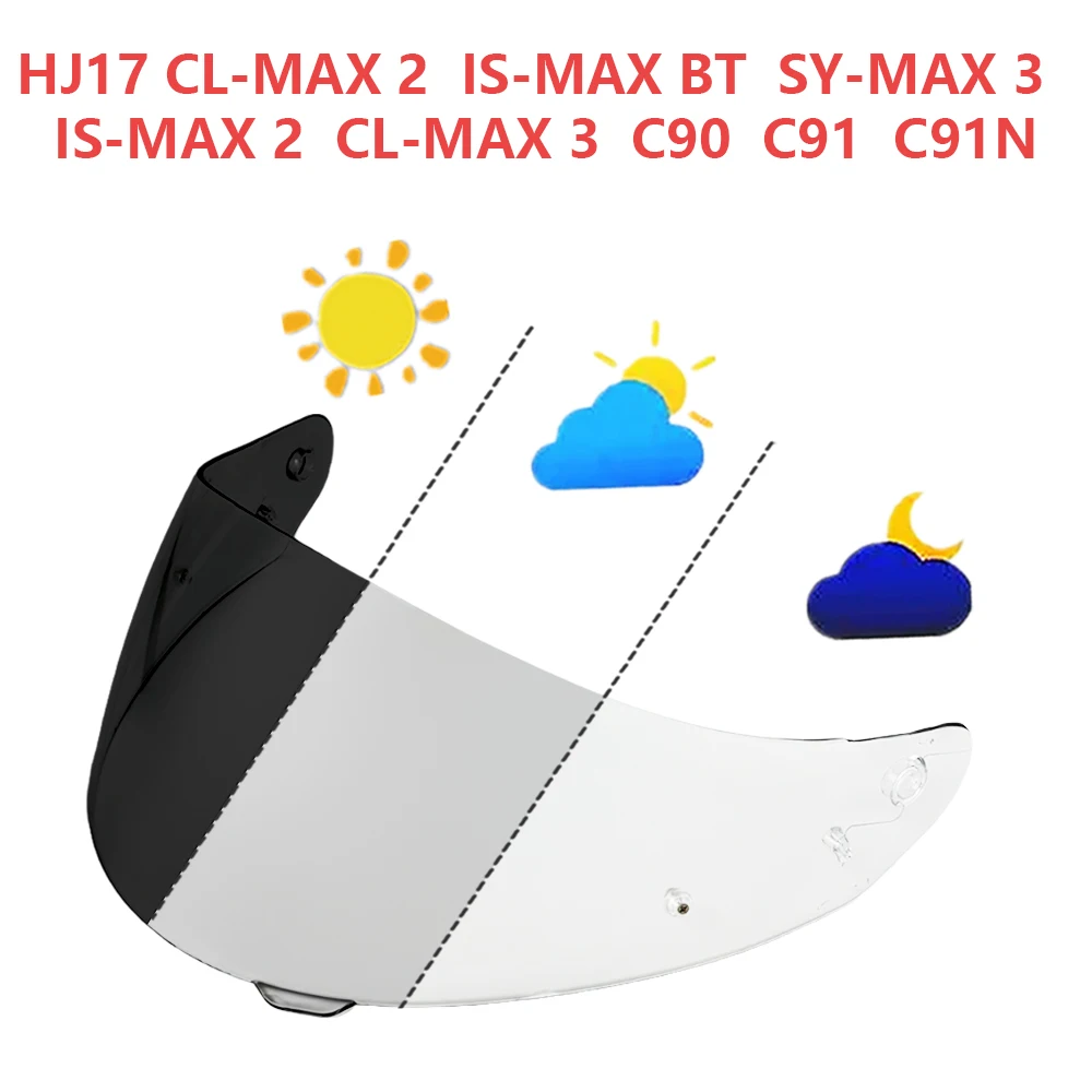 Photochromic Shield for HJC HJ17 C90 C91 C91N CL-MAX 2/3 IS-MAX BT SY-MAX 3 IS-MAX 2 Helmet Visor Face Cover Lens Replacement