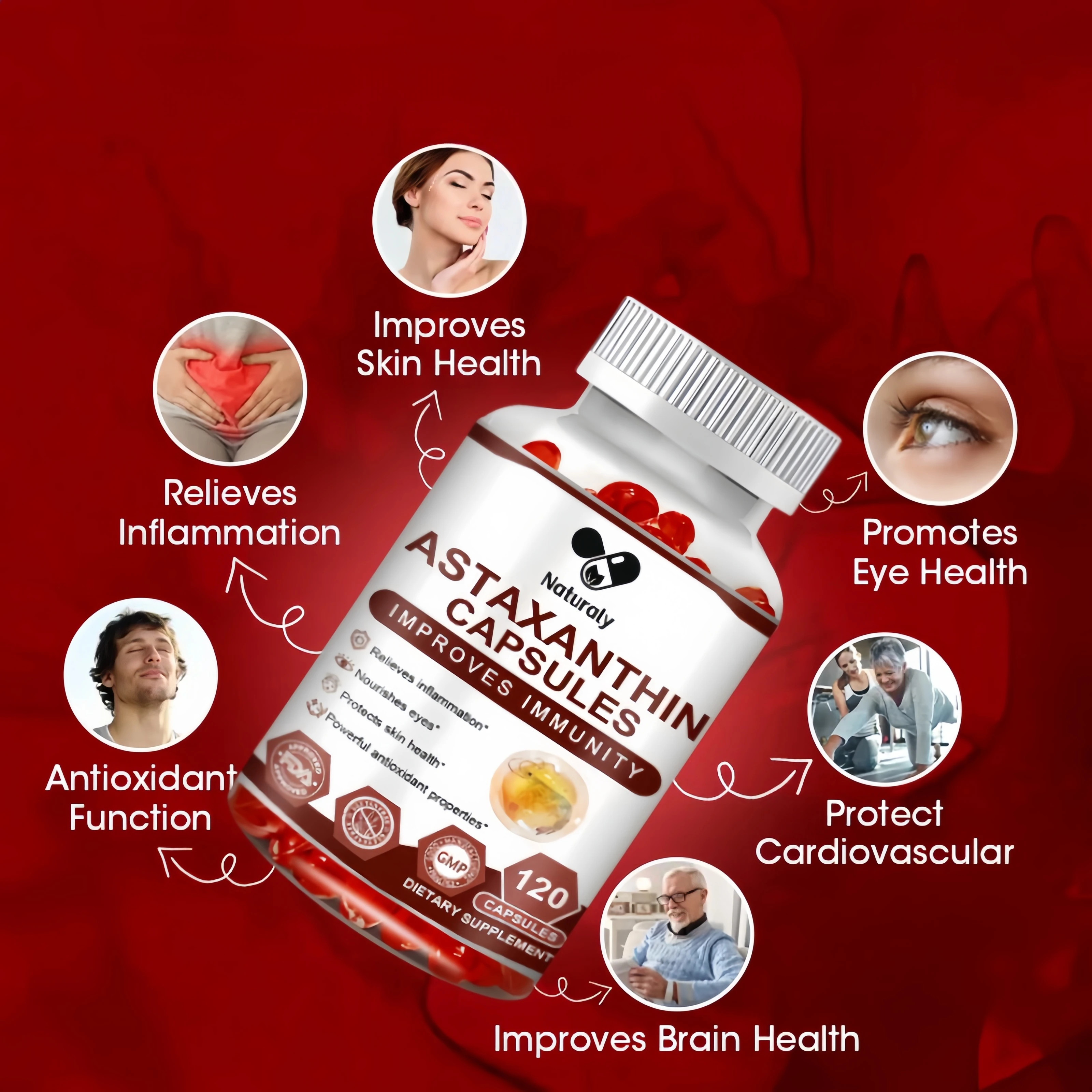 Astaxanthin Supplement Capsules for Maximum Cardiovascular Health Accelerated Metabolism Supporting Eye Joint Health