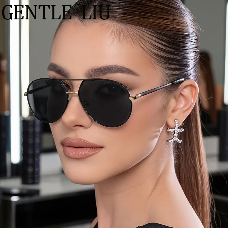 

Vintage Oval Sunglasses Women 2026 Luxury Designer Pilot Double Bridge Oversized Sun Glasses Lady Driving Fashion Shades Eyewear