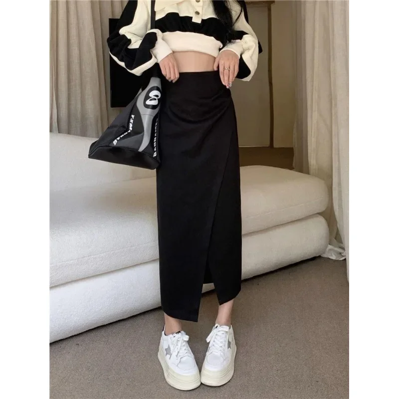 Woolen Long Dress Women's High Waist Small Character Half Body Skirt 2024 New Style Skirt