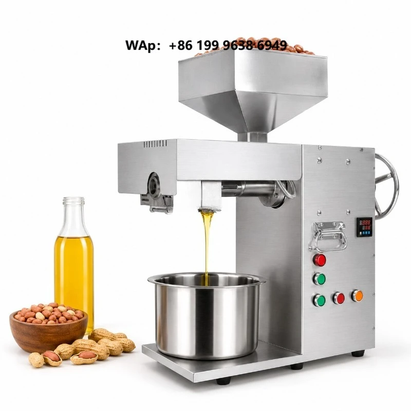 New Commercial Oil Press Machine 3KW Stainless Steel Screw Oil Extractor for Peanut Sesame Sunflower Walnut Seeds Semi-Automatic