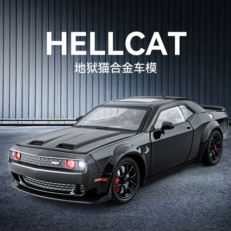 

1:24 Hellcat Alloy Sports Car Sound and Light Pull Back Model Ornament Children's Toy Gift Diecast Alloy Car Model Collectible