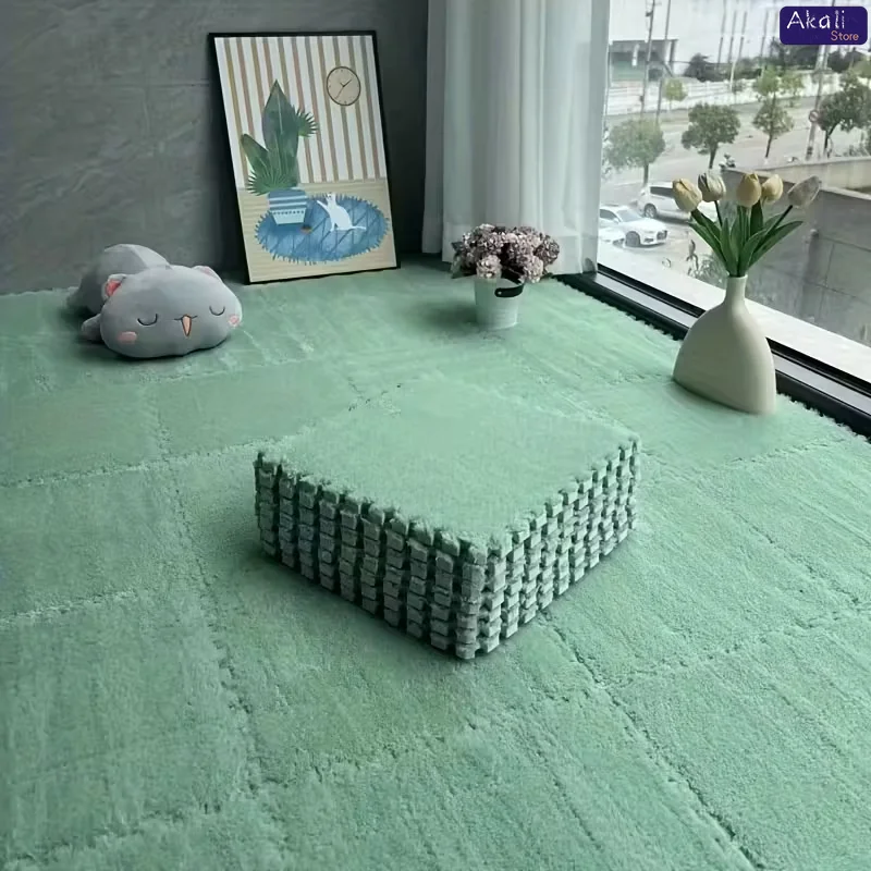 12 قطعة من سجادة أرضية رغوية من القطيفة الناعمة المتشابكة سجادة غير قابلة للانزلاق سجادة لعب سميكة لغرفة المعيشة وغرفة النوم وغرفة الأطفال ديكور المنزل #2