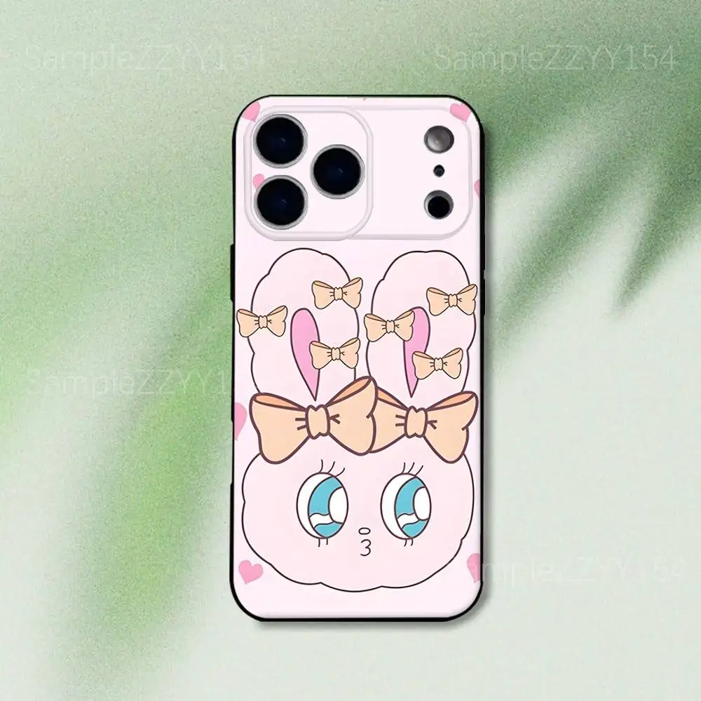 حافظة هاتف Esther Bunny Rabbit لهاتف iPhone 17,16,15,14,13,12,Pro,Max,Plus,E,SE4,Air,Mini Black Soft Funda