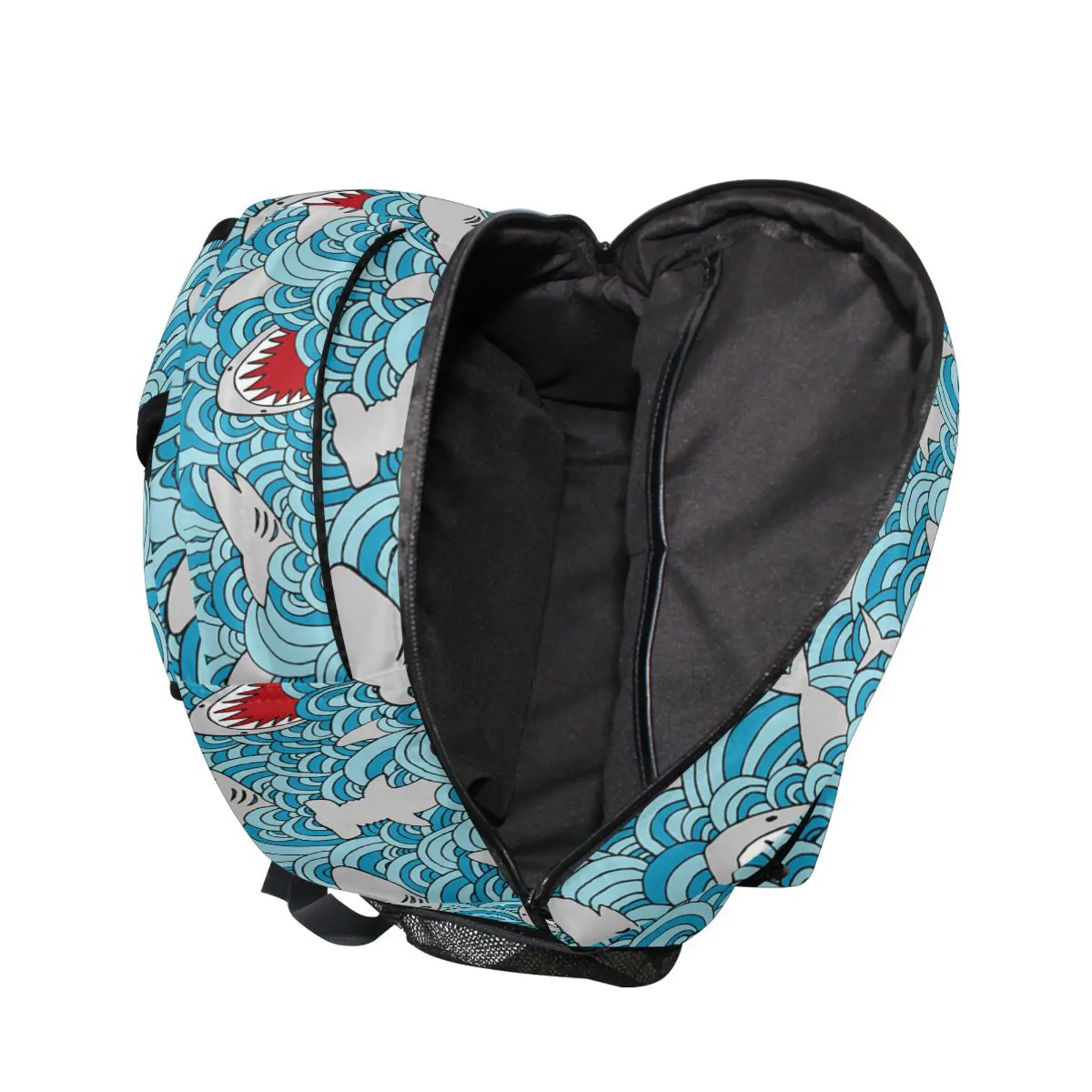 Mochila com estampa de tubarão dos desenhos animados infantis, mochila adequada para menino e menina, bolsa para laptop, volta à escola, juventude, luxo, novo