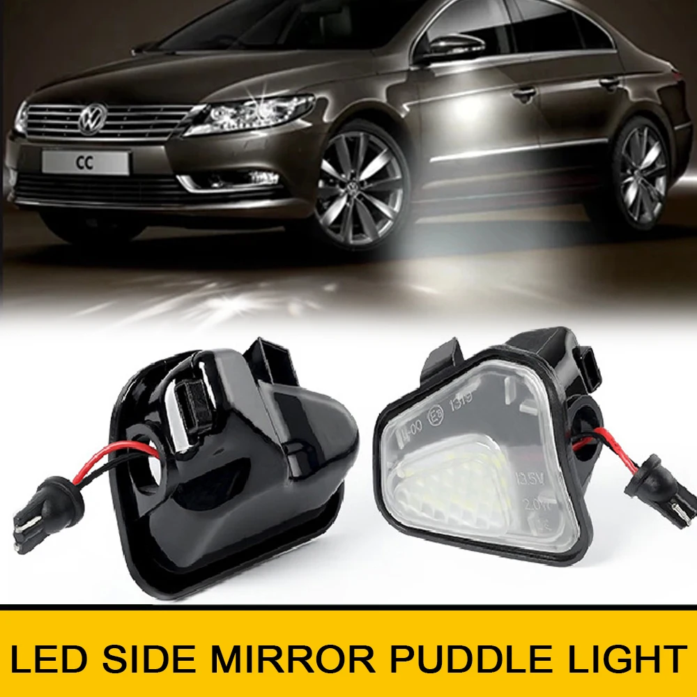 White LED Under Side Mirror Lights Puddle Lamp Canbus For Volkswagen Scirocco Jetta MK6 A6 Vento Passat CC Beetle Santana 4motio