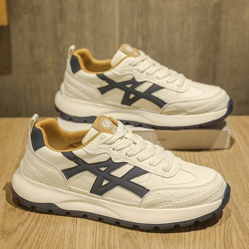 

Мужские белые массивные кроссовки осень 2024, дышащий минималистичный дизайн, приятный для студентов и популярный в Instagram