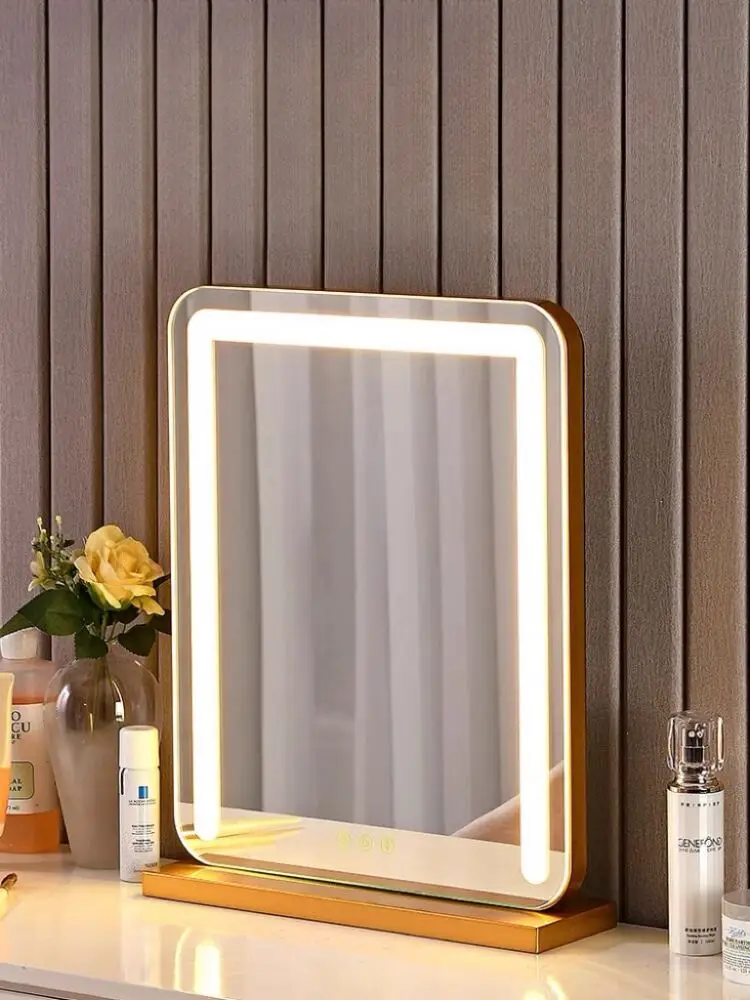 

Large Makeup Mirror with Lights Lighted Vanity Mirror with Dimmable LED Strip Lights Tabletop Gift for Women Dressing Room Home