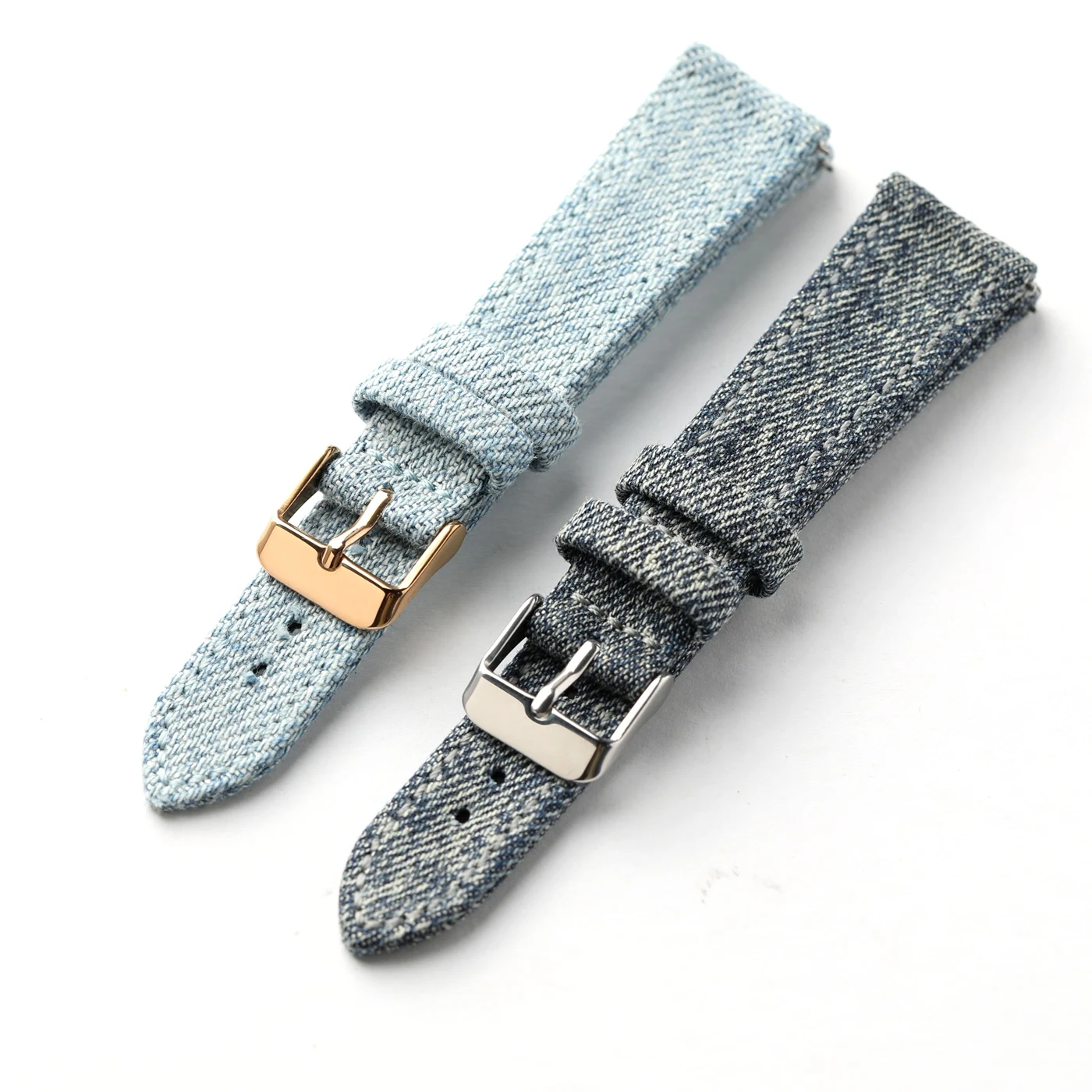 Handmade Japanese denim strap, double-layer Gangshan strap 18 19 20 22MM soft quick release blue gray retro waterproof