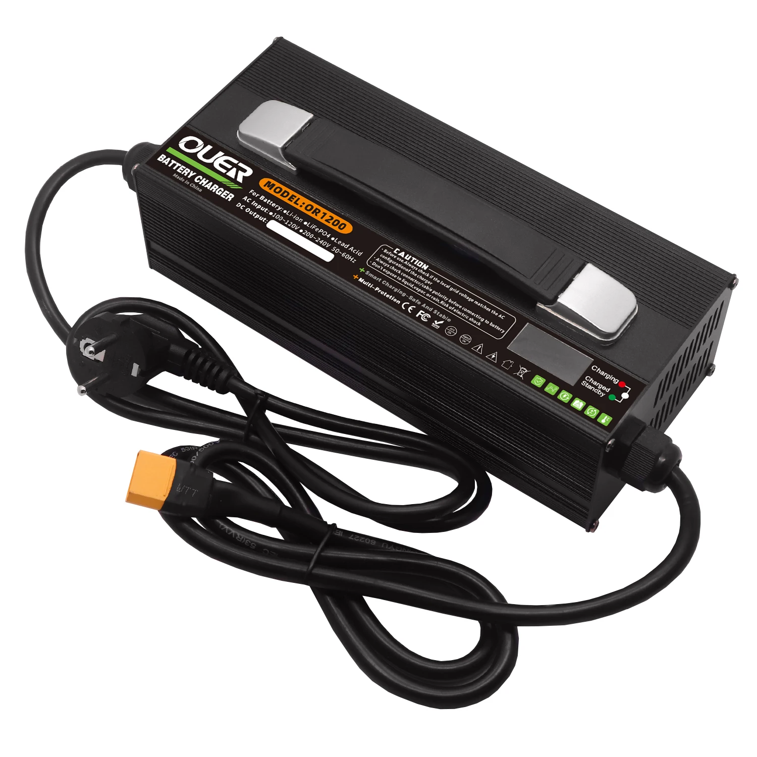 48V 18A Lead Acid Battery Charger With OLED Display Used For 55.2V Lead Acid AGM GEL VRLA OPZV Battery High power with handle