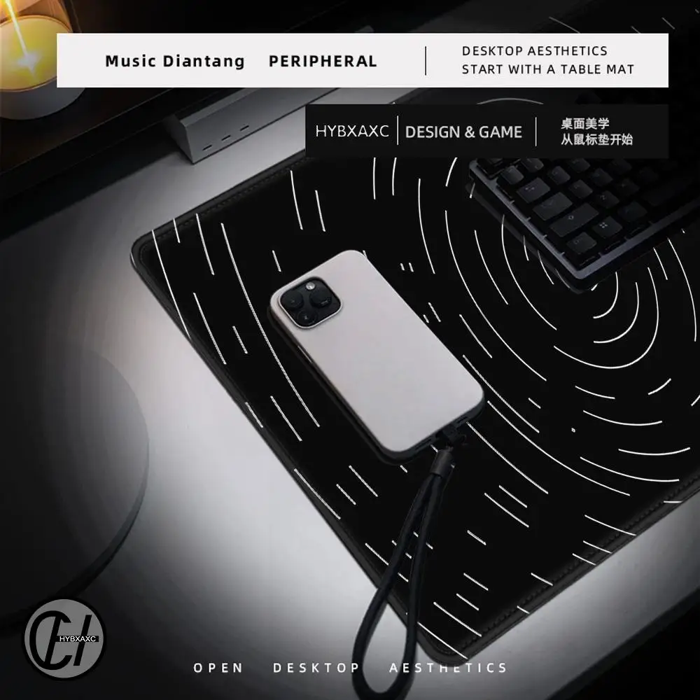 Geometric Mouse Pad Playmat 140x60 White Spiral Black Minimalist Gaming Full Desk Mat Mat Mousepad Room Decor