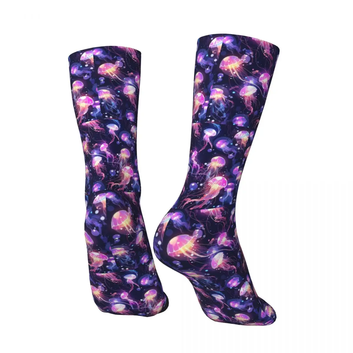 All Seasons Glowing Ocean Light Jellyfish Socks Harajuku Crew Socks Hip Hop Stockings for Men Women Valentine's Day Gifts