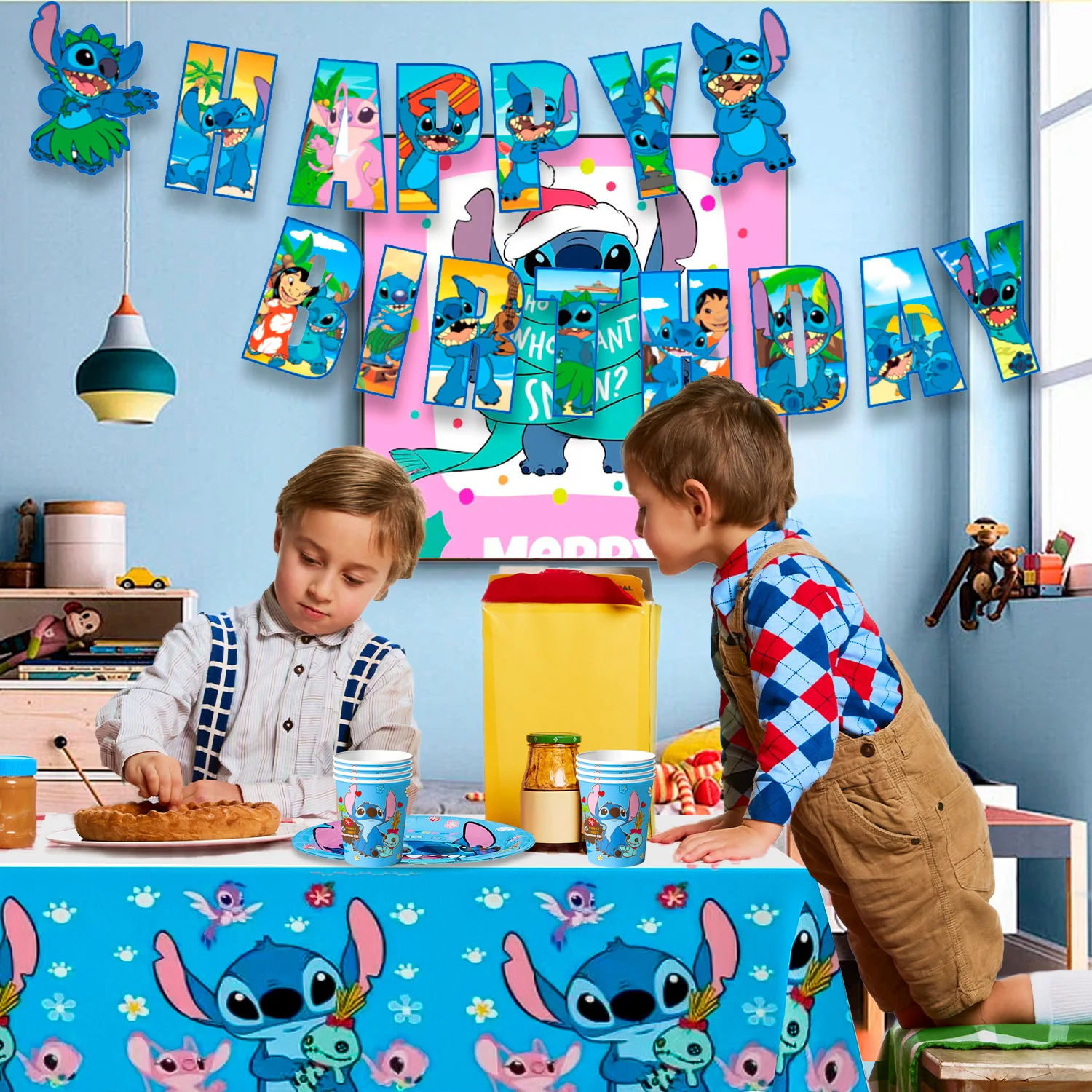 غرزة الطرف الديكور-ستيتش أدوات المائدة الطرف، 114 قطعة مجموعة أدوات المائدة حفلة عيد ميلاد غرزة، مفرش المائدة راية لوحات المناديل الخ