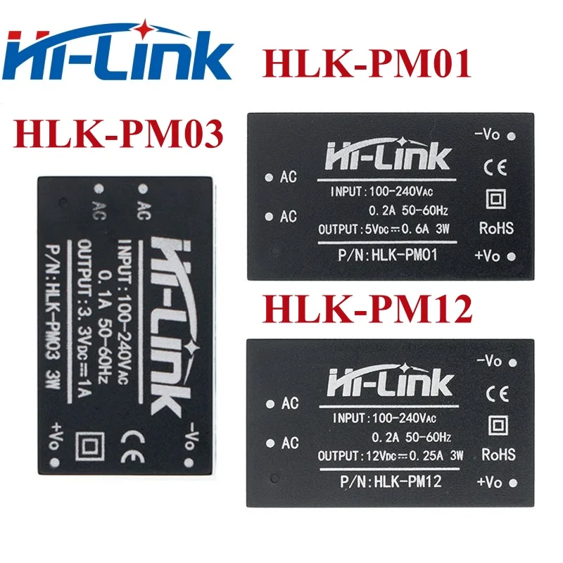 Free Shipping HiLink HLK-PM01 ACDC Isolated 220V to 5V 3.3V 12V 24V Switching Power Module Relay HLK-PM15 HLK-PM03 HLK-PM12 PM24